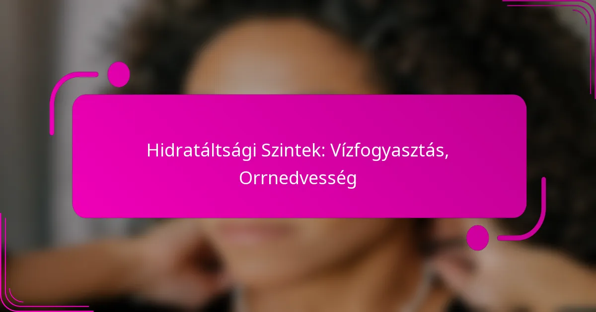 Hidratáltsági Szintek: Vízfogyasztás, Orrnedvesség