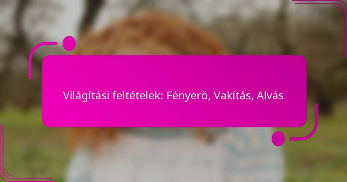 Világítási feltételek: Fényerő, Vakítás, Alvás