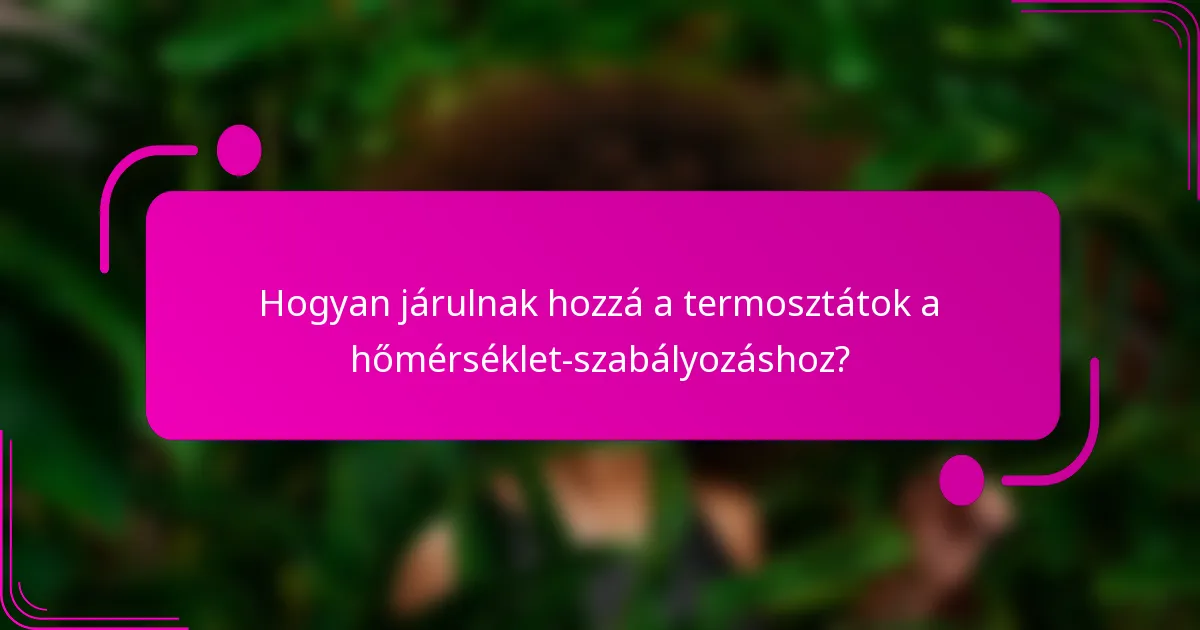 Hogyan járulnak hozzá a termosztátok a hőmérséklet-szabályozáshoz?