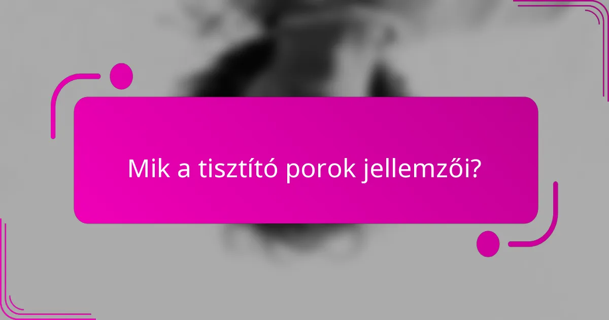 Mik a tisztító porok jellemzői?